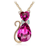 Crystal Cat Pendant Necklace