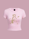 Cat Guitar Crop T-Shirt