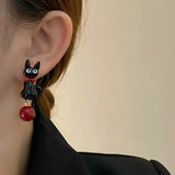 Elegant Black Cat Earrings