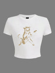 Cat Guitar Crop T-Shirt