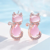 Rose Gold Cat Earrings