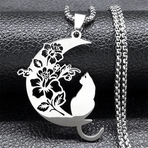 Cat Moon Crescent Necklace