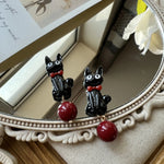 Elegant Black Cat Earrings