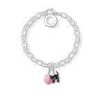 Cat Bracelet with Cat & Heart Charms
