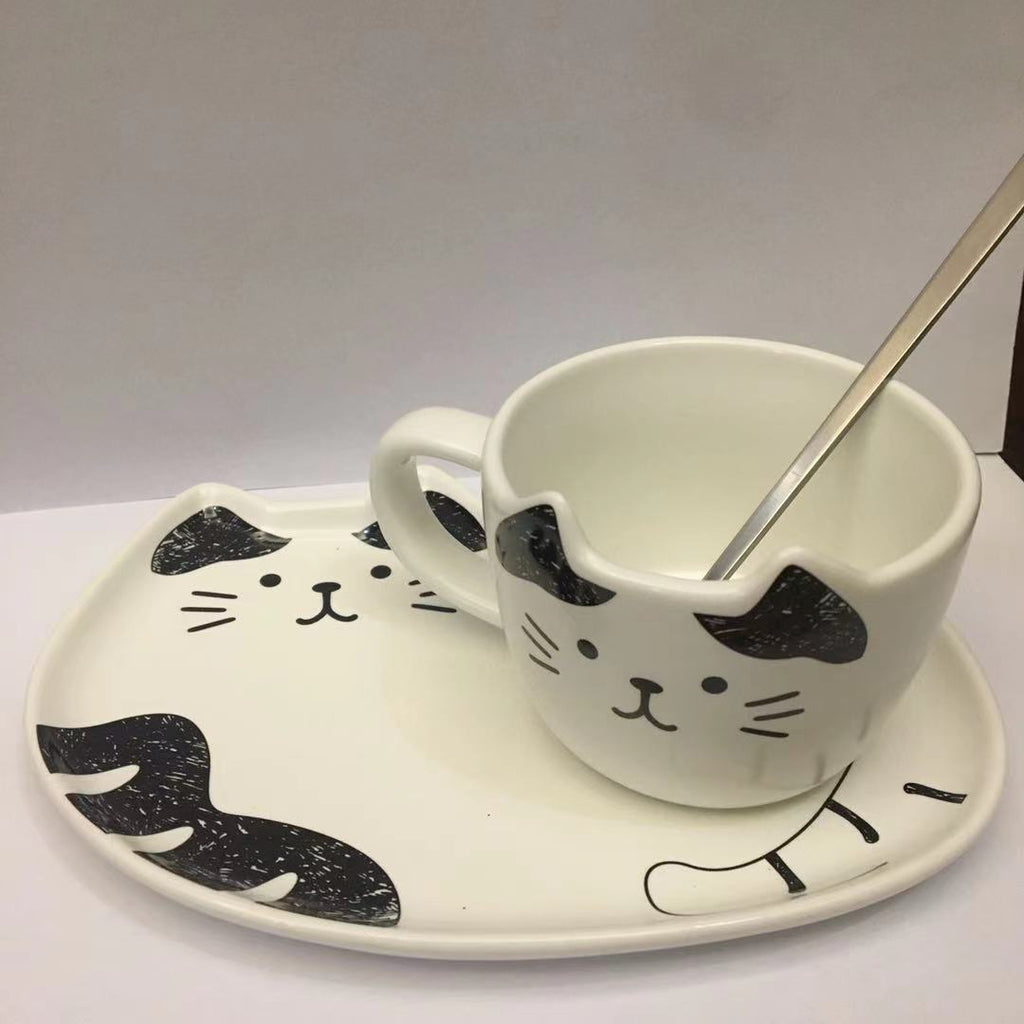 Ceramic Mug Saucer Cats, Cat Mugs Coffee Cups