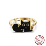 Cat Ring Black & Gold