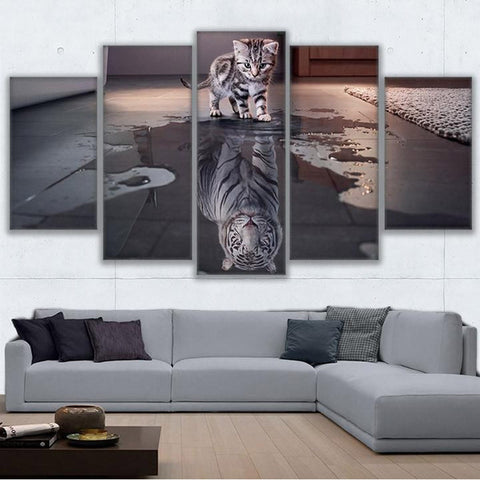 Cat Painting Tiger Reflect