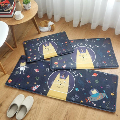 MGHEYUD Rabbit Cat Printed Doormats Floor Mat for Kids Room Cartoon Animal Flannel Carpet Anti-Slip Bathroom Kitchen Area Rug