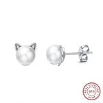 Pearl Earrings with Cat Ears